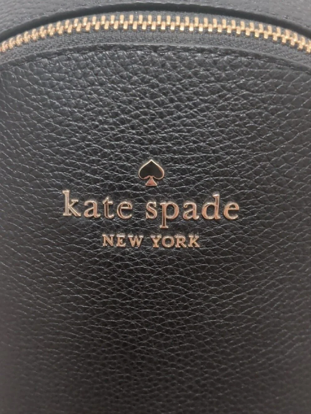 Kate Spade Leila black pebbled leather medium dome backpack with gold hardware